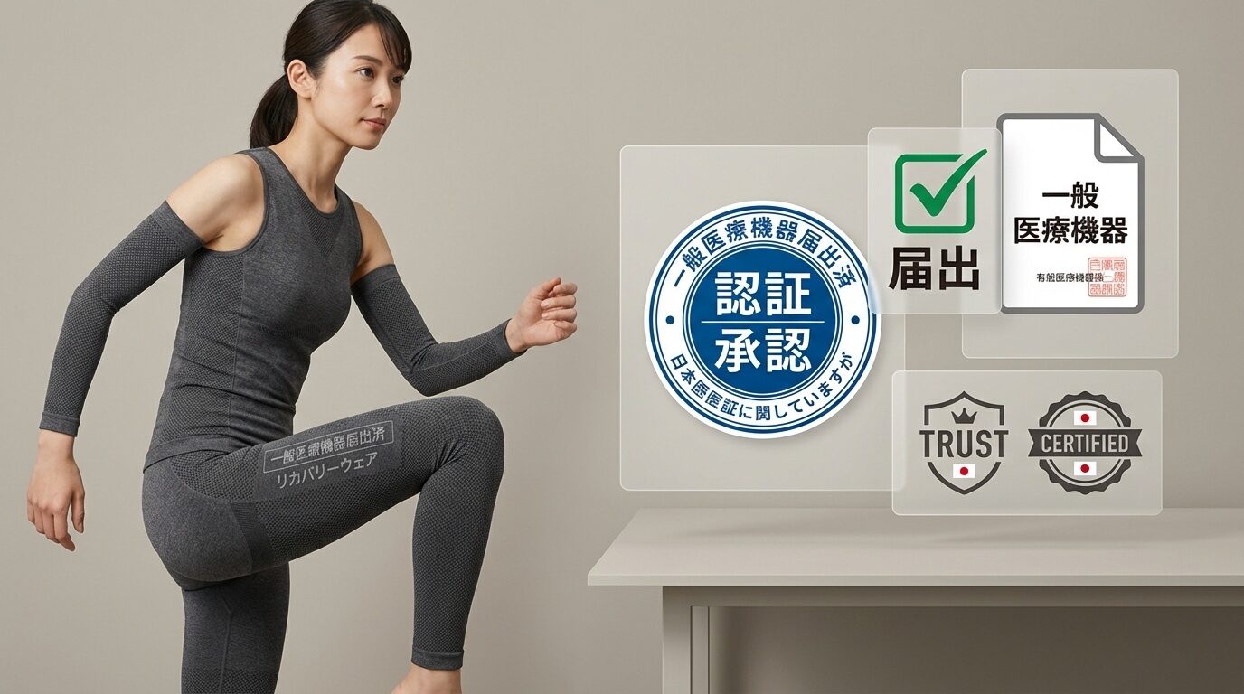 リカバリーウェアの「一般医療機器届出済」とは？届出・認証・承認の違いをわかりやすく解説