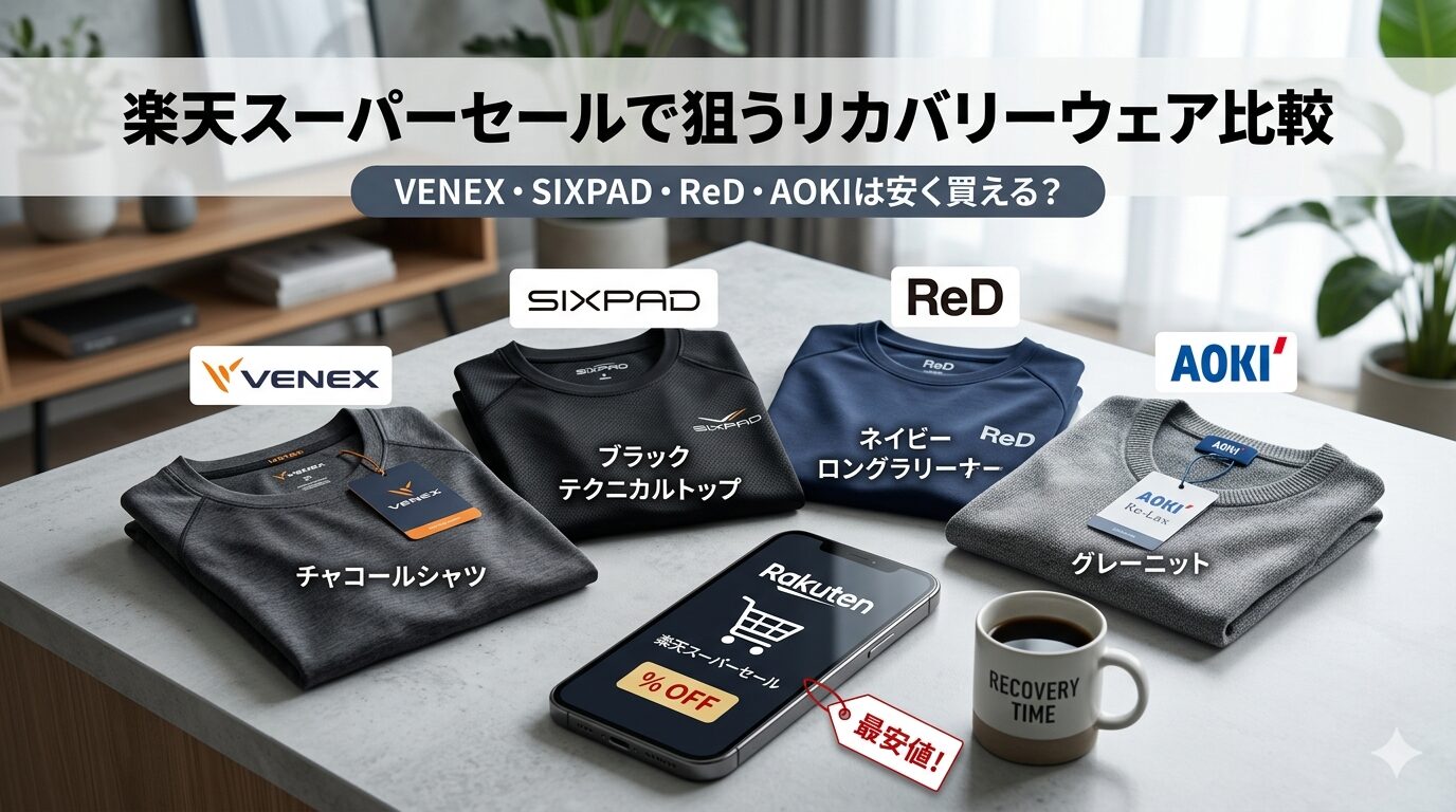 楽天スーパーセールで狙うリカバリーウェア比較｜VENEX・SIXPAD・ReD・AOKIは安く買える？