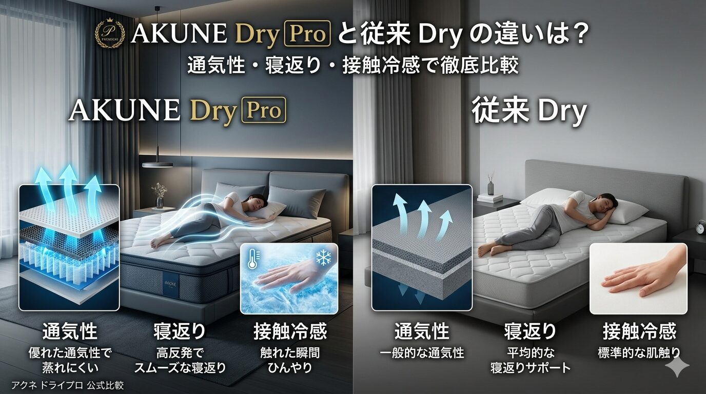 BAKUNE Dry Proと従来Dryの違いは？通気性・寝返り・接触冷感で比較